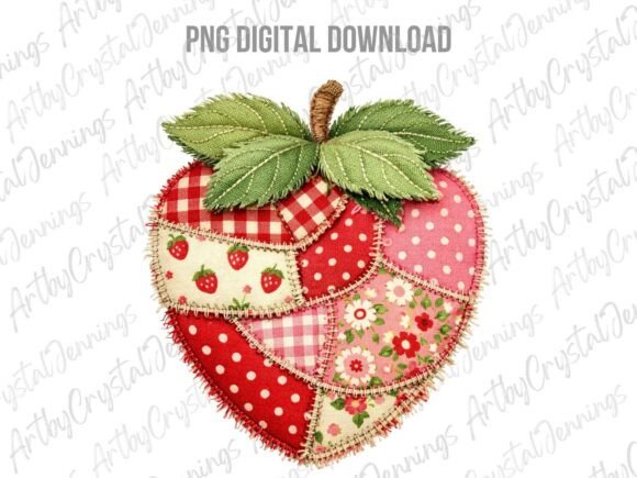 Download Quilted Patchwork Strawberry Fruit PNG - Fruit Collection