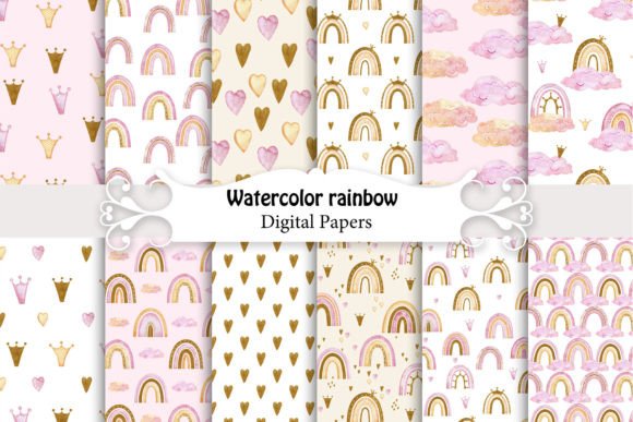 Download Watercolor Rainbow Papers for Girls. - Rainbow papers Collection