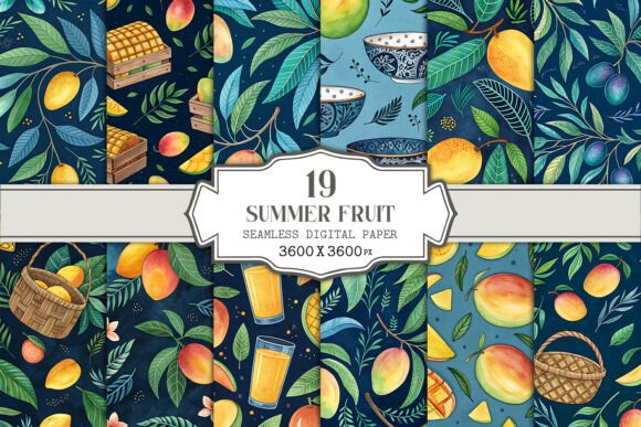 Download Summer Fruit Seamless Pattern Bundle - Fruit Collection