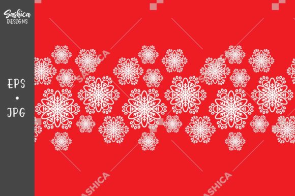 Download Snowflakes/paw Prints Red Pattern Border - Red Collection