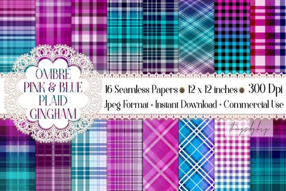 Download Seamless Ombre Pink Blue Plaid Papers - Plaid papers Collection