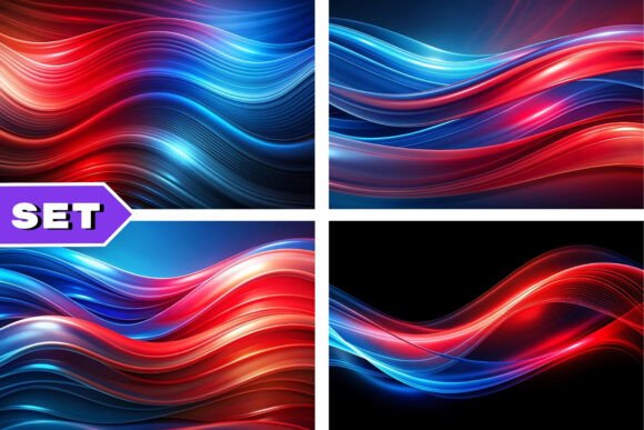 Download Abstract Red and Blue Waves - Red Collection