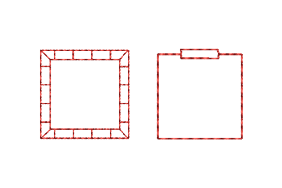 Download 2 Square Frame Redwork Outline Borders - Red Collection