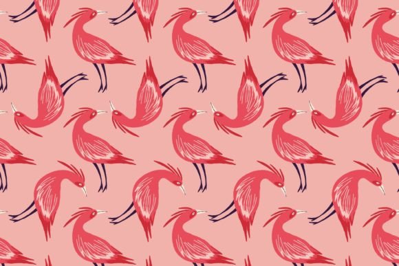 Download Red Pattern with Birds - Red Collection