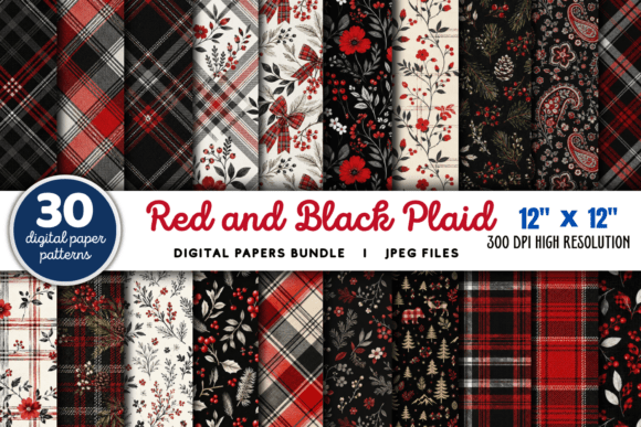 Download Red and Black Plaid Buffalo Paper Bundle - Red Collection