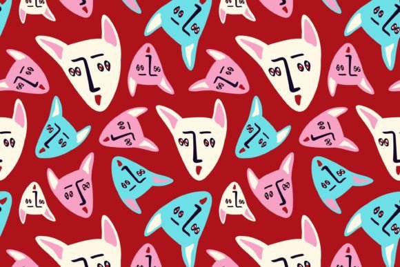 Download Red Pattern with Cats - Red Collection