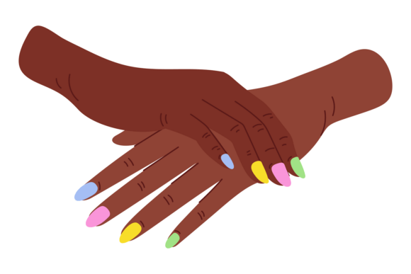 Download Brown Hands with Multicolored Manicure. - Red Collection