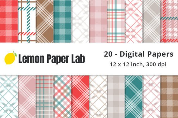 Download Red, Green &amp; Pink Christmas Plaid Papers - Premium Bundle