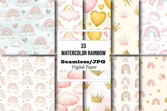 Download Watercolor Rainbow Papers for Girls - Rainbow papers Collection