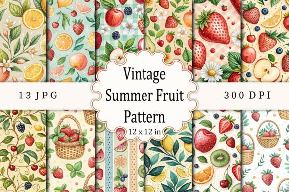 Download Vintage Summer Fruit Pattern - Fruit Collection