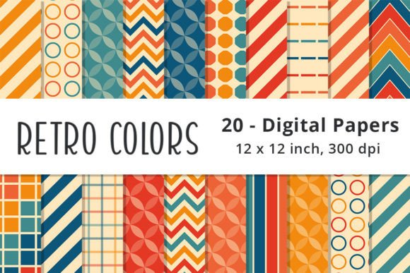 Download Retro Colored Printable Design Paper - Red Collection