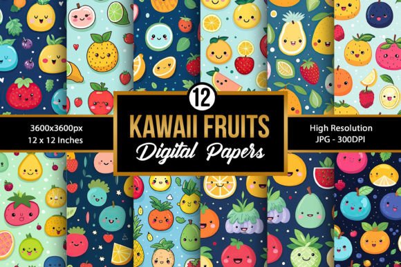 Download Seamless Kawaii Fruit Pattern Background - Fruit Collection