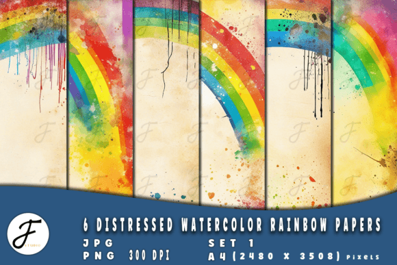 Download Distressed Watercolor Rainbow Papers - Rainbow papers Collection