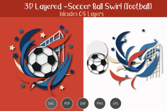 Download 3D Layered Soccer Ball / Football - Red Collection