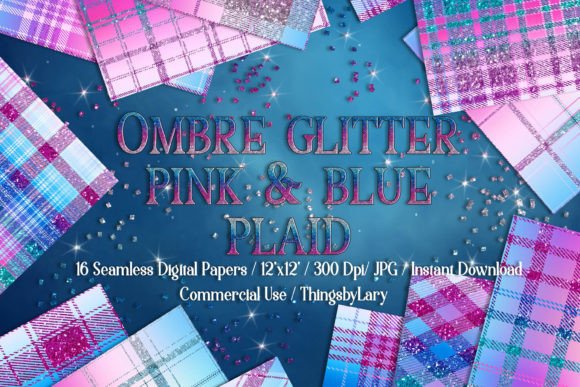 Download Seamless Ombre Glitter Plaid Papers - Premium Resources