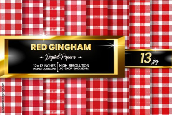 Download Red Gingham Digital Papers - Red Collection