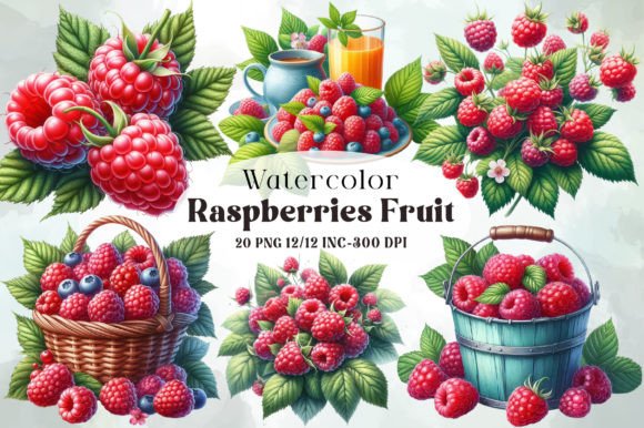 Download Watercolor Raspberries Fruit Clipart - Fruit Collection