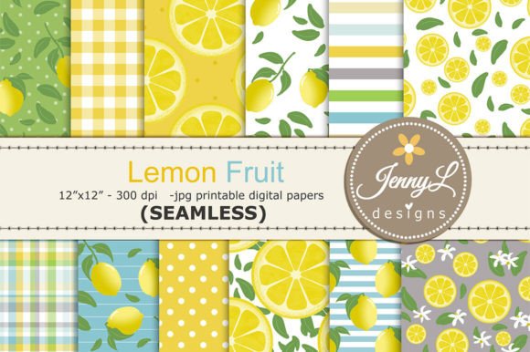 Download Lemon Fruit SEAMLESS Digital Papers - Fruit Collection