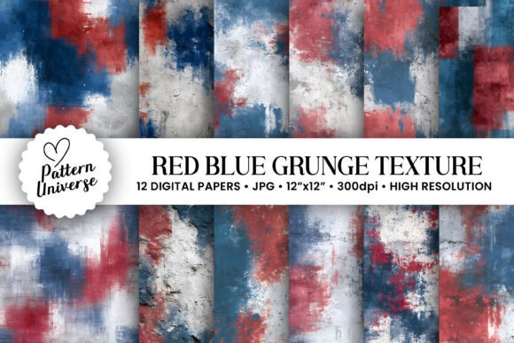 Download Red Blue Grunge Texture Pattern - Red Collection