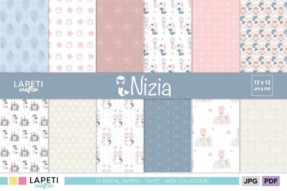Download Mermaid Digital Paper Pattern for Girl - Mermaid digital paper Collection