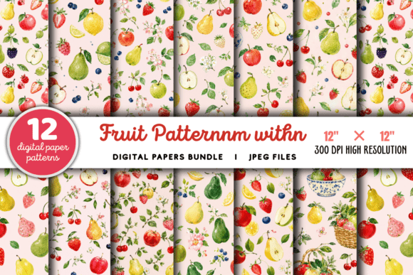 Download Fruit Pattern with Apples Bundle - Fruit Collection