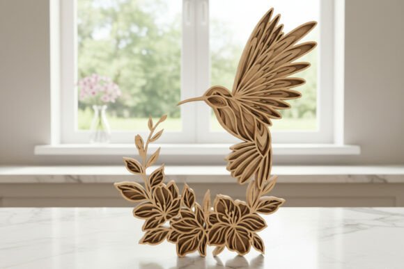 Download Layered Hummingbird Floral Laser Cut - Red Collection